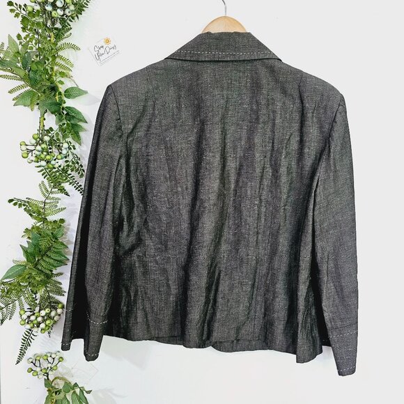 Willi Smith Womens Blazer Jacket XL 3 Button Black Linen Blend 《941》J - Picture 2 of 6